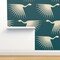 Birds Teal Art Deco Crane Fly Long Neck Wings Sunburst Animal Swan Feather Flair Cream Teal Orange Migration Modern Graphic Air Sky Flock Custom Removable Wallpaper by Spoonflower Peel & Stick Wallpaper 2FT Wide